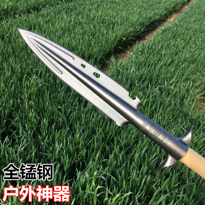Spear knife All steel outdoor tools Overlord gun fork with pointed adventure spear Kaishan Zulu spear head tie gun Long pointed shovel