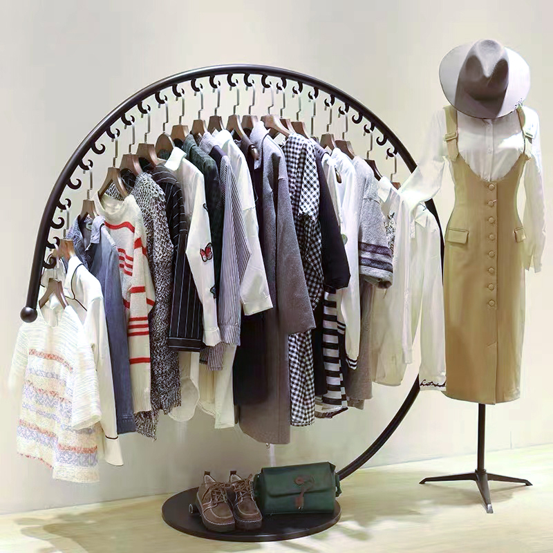 Island Rack Floor-Standing Clothing Store Display Rack, Middle Shelf for Women's Clothing, Iron Art Clothing Rack, Clothes Hanger Rack Island Rack Floor-Standing Clothing Store Display Rack, Middle Shelf for Women's Clothing, Iron Art Clothing Rack, Clothes Hanger Rack