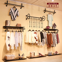 Clothing store hanging clothes rack childrens clothing store display rack wall-mounted womens shop decoration iron creative shelves