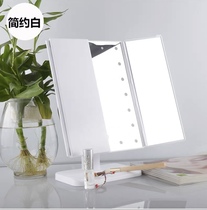 22LED touch induction cosmetic mirror 2X3X zoom on three sides folding desktop dressing mirror led base bench mirror