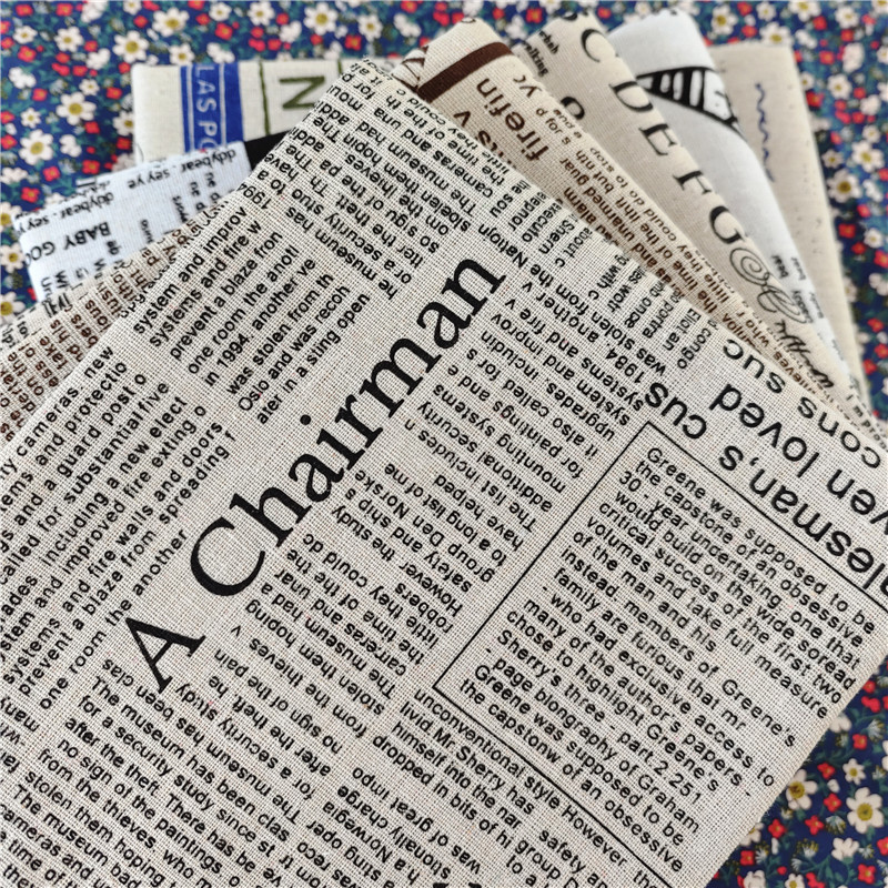 English newspaper cotton and linen cloth linen handmade diy cloth sofa curtain Europe and the United States tablecloth pillow photography background cloth