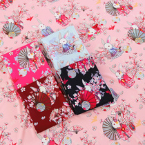 Peach Blossom Prayer Samurai Rabbit Fabric Imported from Japan Genuine Dress Cheongsam Fabric Bag Doll