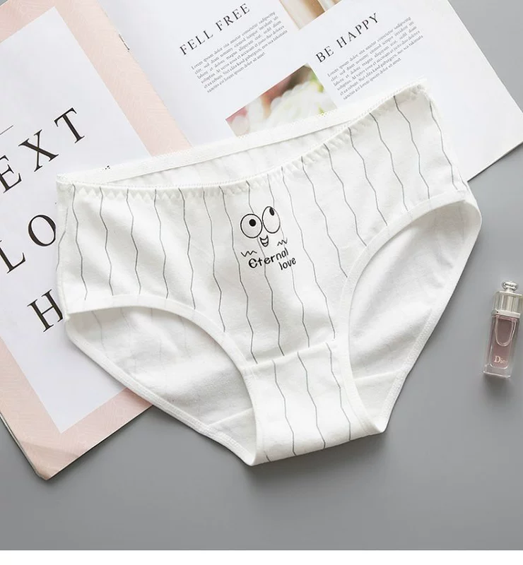 Phim hoạt hình gợi cảm màu đỏ lưới đồ lót phụ nữ cotton thắt lưng nữ quần cotton tam giác đáy quần 100% cotton