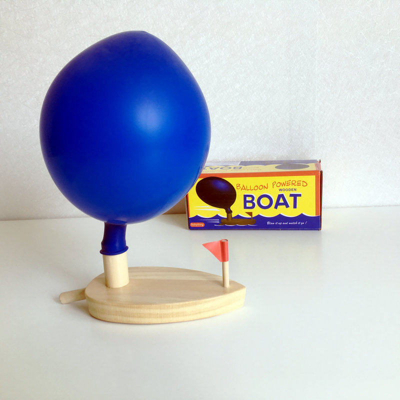 Wooden Balloon Boat Young Children Bathing Drama Water Toy Aerodynamics Science Early Teaching Physics Experimental Game 1