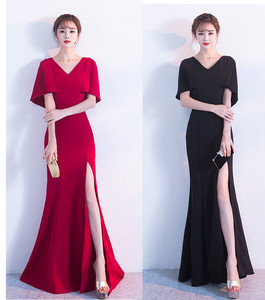 Evening dress new fish tail long banquet party annual host dress 