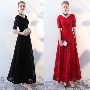 Evening dress new elegant banquet party lace dress long dress 