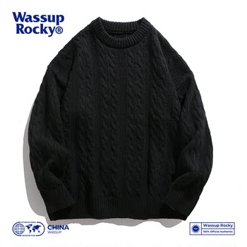 Wassup rocky ເສື້ອກັນຫນາວຄໍຮອບແບບ retro ຍີ່ປຸ່ນຂອງຜູ້ຊາຍໃນລະດູໃບໄມ້ຫຼົ່ນແລະລະດູຫນາວຄູ່ຜົວເມຍທີ່ອົບອຸ່ນ