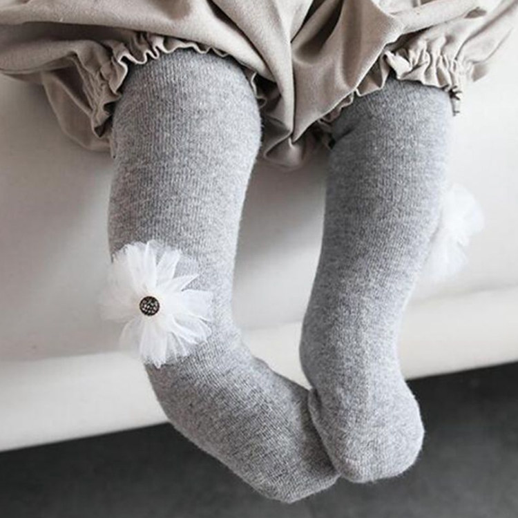 Baby inner tights 6-12 months white spring and autumn cotton wings flowers female baby tight Western tights