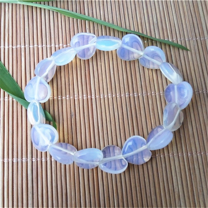 Hot-Selling Opal Heart-Shaped Bracelet, Opal Beauty and Wellness Love Bracelet for Men and Women, Single-Circle Bracelet Gift 12mm