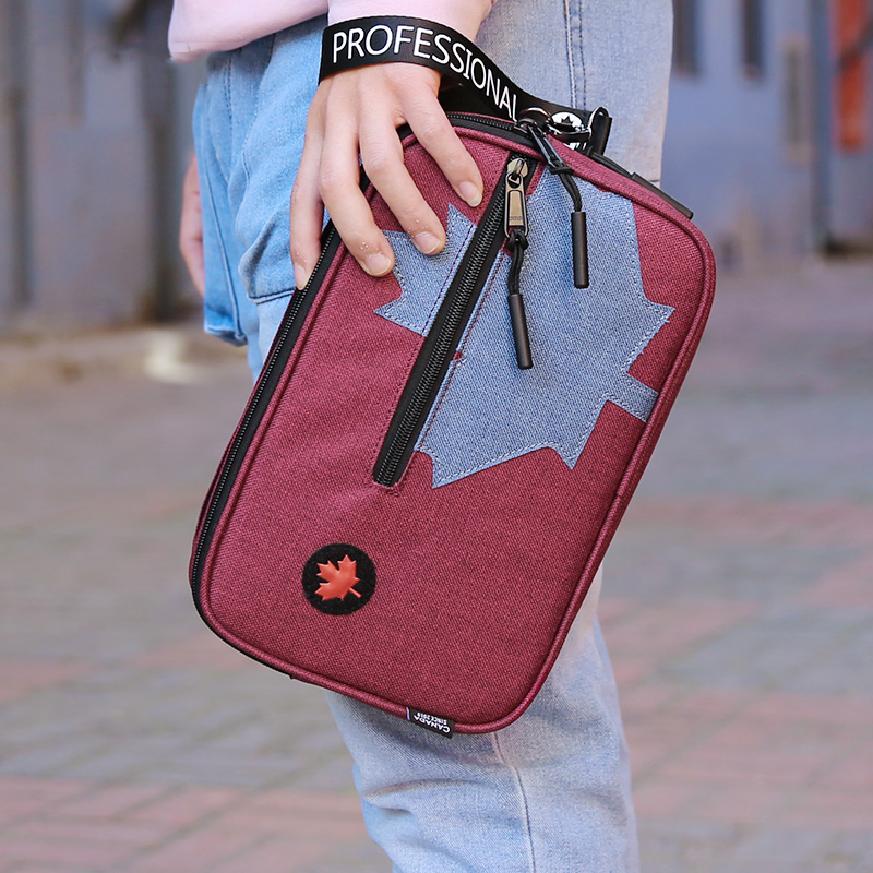 CnsTT Double Layer Square Racket Sleeve Meets Maple Red Ping-Pong Racket Bag Shockproof Sponge Waterproof Fabric