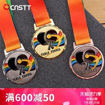 Professional table tennis medal lanyard medal gold and silver bronze medal(can be customized lettering optional high-grade wooden box)