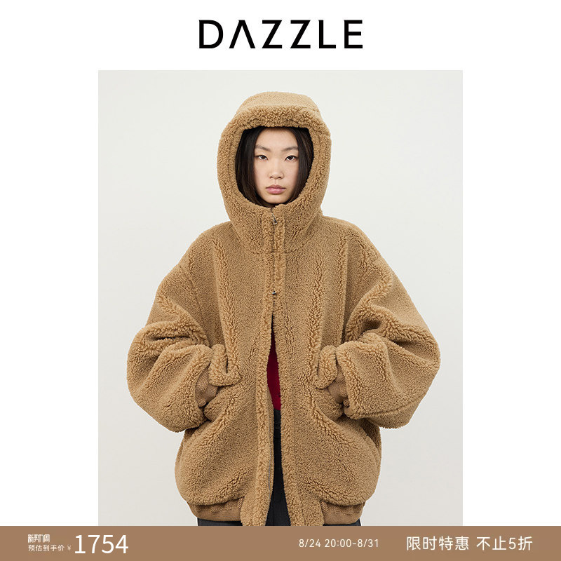 Dazzle Winter Yak Wool Teddy Loose Hooded Plush Coat for Women Dazzle Winter Yak Wool Teddy Loose Hooded Plush Coat for Women