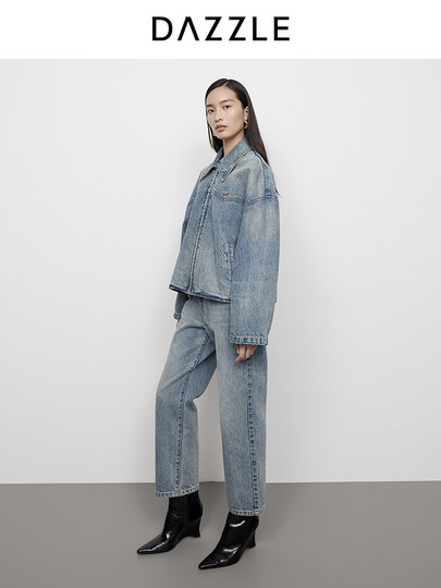 DAZZLE 地素牛仔裤2025年春季新款蓝色牛仔裤