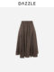 Dazzle 2025 Winter New All-Wool Plaid Elegant Casual Skirt Long Skirt