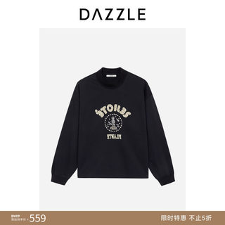 Dazzle Sweatshirt Women's Black Simple Design Winter Embroidered Top