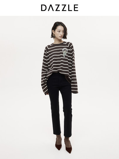 [Hot-Selling Restock] Dazzle Sweater 25 Autumn and Winter Striped Thin Knit Top Blouse for Women