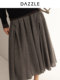 Dazzle 2025 Winter New All-Wool Plaid Elegant Casual Skirt Long Skirt