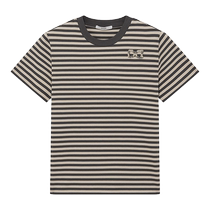 DAZZLE T-shirt 2024 summer new womens elegant retro round neck striped short-sleeved top