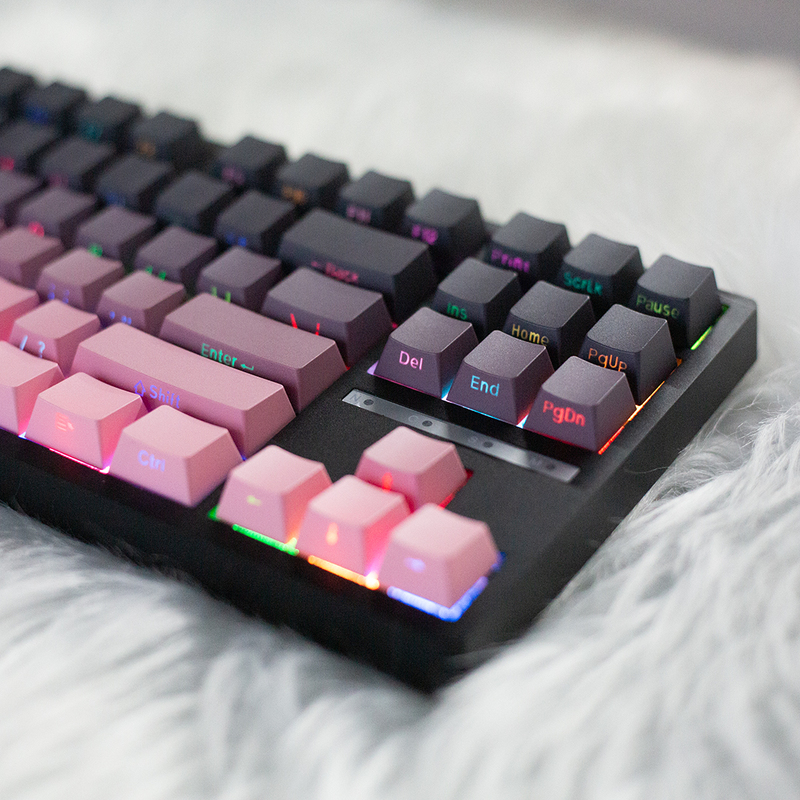 Hw87 Three-Mode Finished Mechanical Keyboard 2.4g Wireless Bluetooth Mahjong Sound Female Office Silent Blackberry Pink Keycaps
