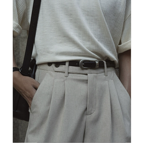 ELI [Фундук мокко] Импортированный из Италии однослойный ремень из телячьей кожи, удобный кожаный ремень