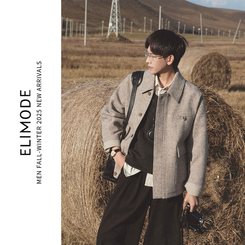 Eli【Mozihele】100% Sheep Wool Colorful Dot Tweed Retro Short Casual Jacket for Autumn and Winter