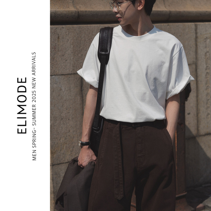Eli【Atractylodes】Cooling Sorona Technology Sunscreen Breathable Moisture-Wicking Cotton Casual Base Layer Short Sleeve White T-Shirt for Spring and Summer Eli【Atractylodes】Cooling Sorona Technology Sunscreen Breathable Moisture-Wicking Cotton Casual Base Layer Short Sleeve White T-Shirt for Spring and Summer