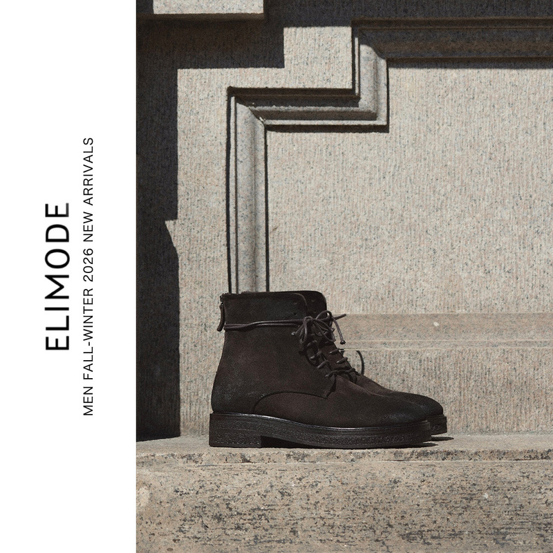 Eli【Tanwu】Argentinian Imported First-Layer Cowhide, Handcrafted with Color Brushing, Suede High-Top Leather Shoes, Round-Toe Boots