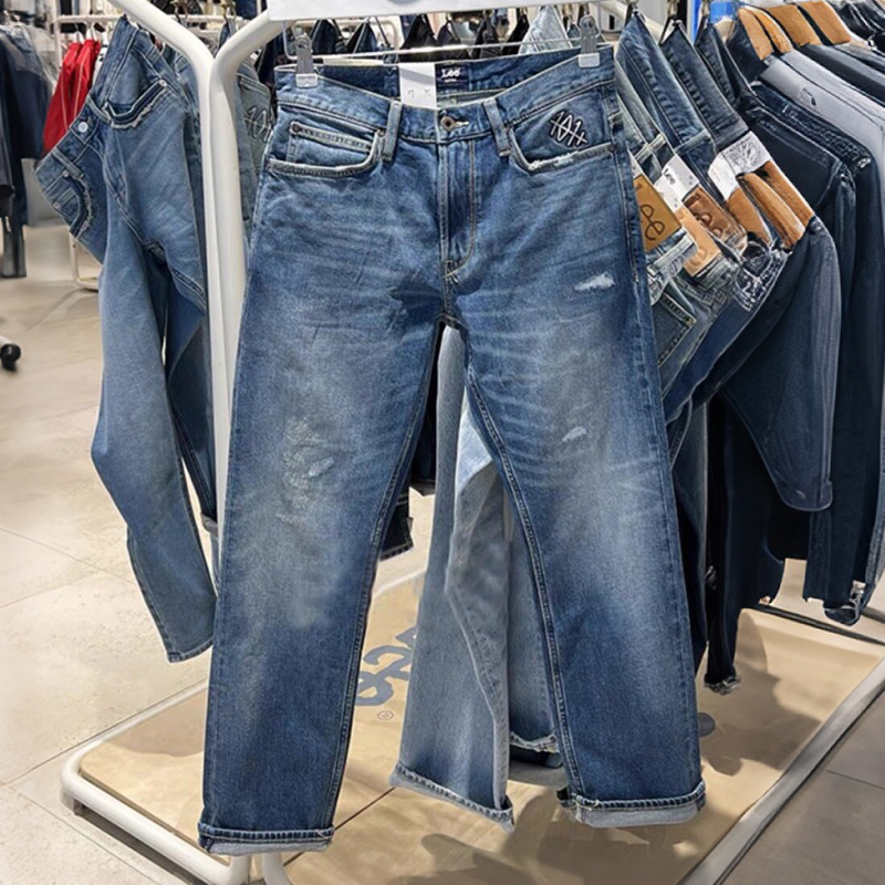 Lee Spring and Autumn Men's Denim Trousers Mid-Waist Straight-Leg Washed Blue Pants Lmb2417263Sp00F-A05213 Lee Spring and Autumn Men's Denim Trousers Mid-Waist Straight-Leg Washed Blue Pants Lmb2417263Sp00F-A05213