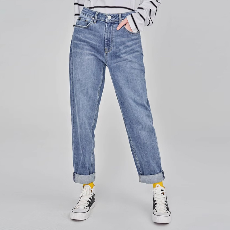 Lee Spring and Autumn Women's High-Waisted Slimming Straight-Leg Dark and Light Color Jeans Lwb1004113Qj00F-A04013