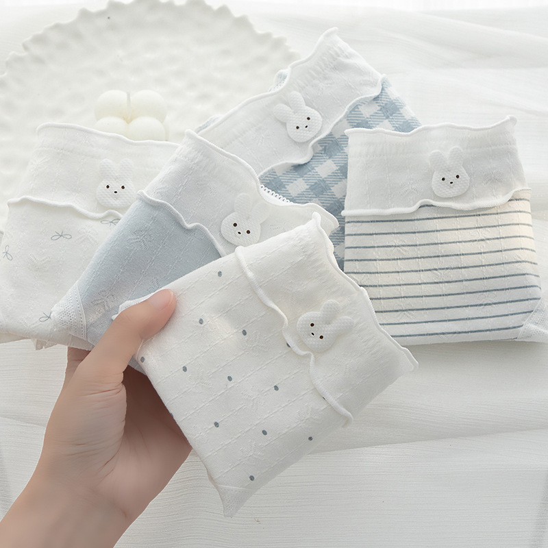 Girls' Pure Cotton Underwear, Medium and Large Children's 100% Cotton Crotch, Girls, Teenagers, Primary and Secondary School Students, Triangle Kidsren's Mid-Waist Shorts