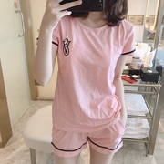 Pyjama pad đồ ngủ nữ mùa hè cotton ngắn tay cô gái miễn phí áo ngực tươi phù hợp với học sinh mỏng có thể được mặc bên ngoài dịch vụ nhà - Giống cái