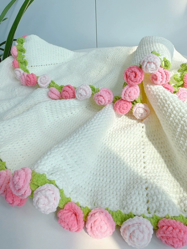 Плетеное одеяло ручной работы, набор материалов, крючок для вязания, розы, букет, «сделай сам», в цветочек, подарок на день рождения