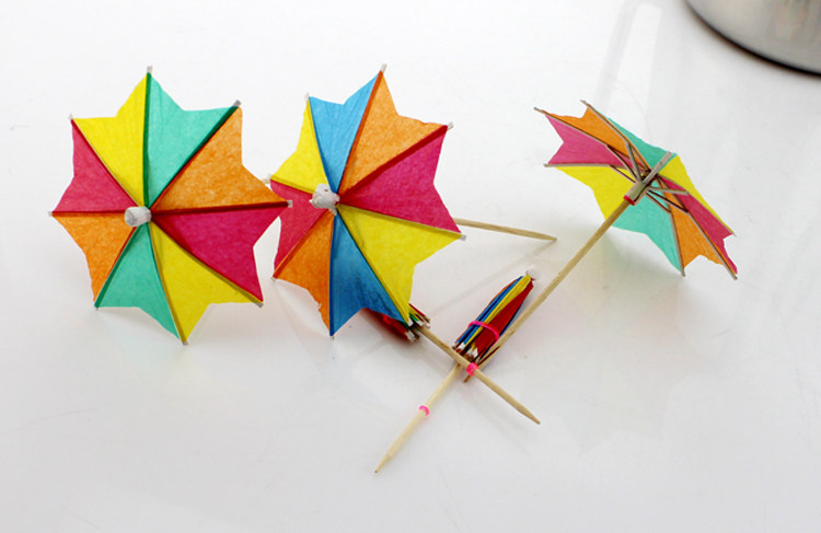 Octagonal umbrella Disposable fruit label Fruit fork Cake decoration label Small paper umbrella label