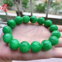 Myanmar natural A goods old pit gingling hot green full color ball jade bracelet jade bracelet 14 5mm 78-62