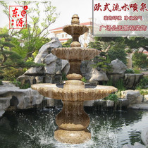 Stone sculpture fountain Large European stone sculpture fountain Lucky garden water bowl Outdoor rockery running water fountain decorative ornaments