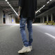 KANYE European and American high street style heavily washed basic color slim fit stretch leg jeans INS trendy jeans