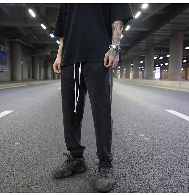 Vintage Black Ash Drop-Crotch Joggers