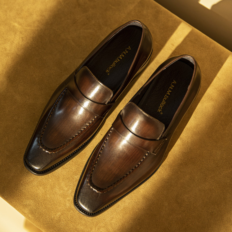 Men's Loafers, Slip-On Genuine Leather, Handmade, Vintage Casual Slip-On Pointed-Toe Leather Shoes, Suit Business Formal Men's Shoes