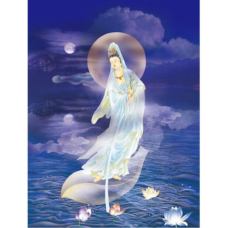 Su embroidery DIY kit Avalokitesvara Bodhisattva Water Moon Avalokitesvara hand embroidery decorative painting
