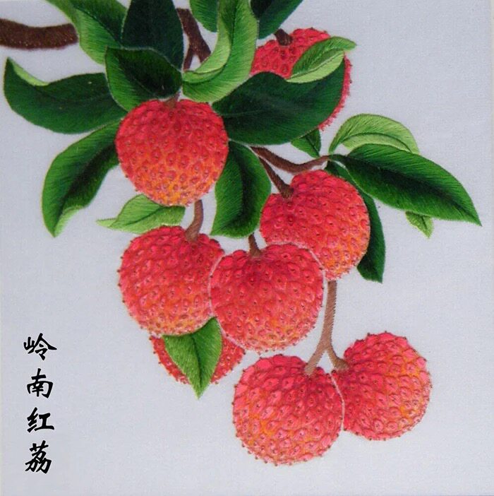 ] Suzhou Embroidery DIY Kit Beginner Stitch Scan Lingnan Red Lychee Manual Embroidery Painting