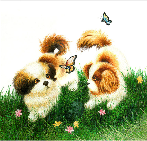 Su embroidery embroidery diy beginner kit puppy playful play map hand embroidery self-study material package