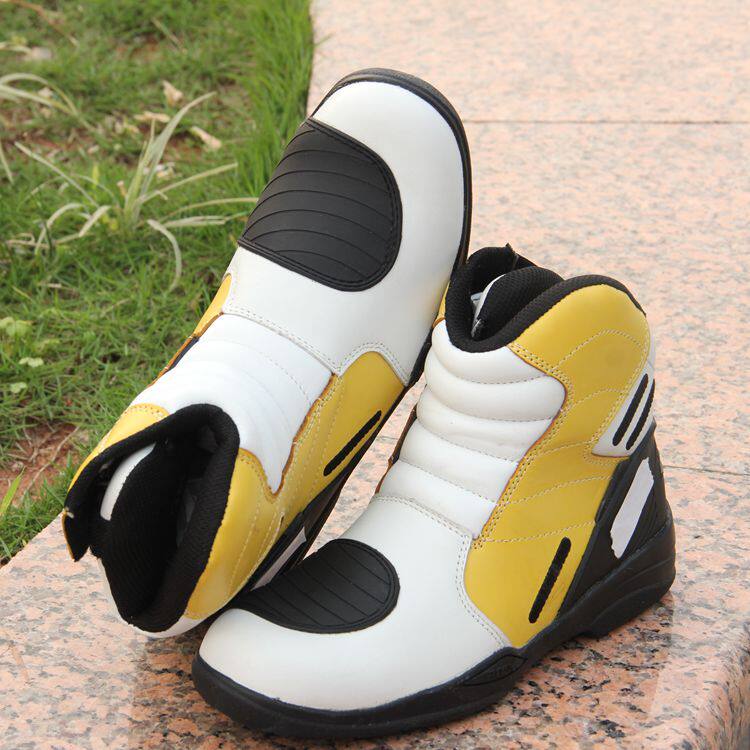 Large size shoes Four Seasons Motorcycle Motorcycle Men Knight Short Boots Racing Boots Cowhide Cycling Shoes Road Shoes