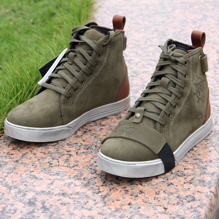 French brand riding boots, retro casual sneakers, cowhide waterproof and anti-fall motorcycle shoes, men and women couples