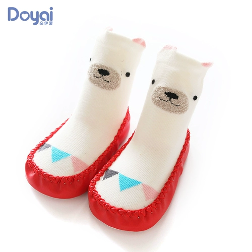 Детские туфли, нескользящий осенний шнурок-держатель для раннего возраста, носки для новорожденных для младенца, мягкая подошва, 1 лет, средней длины