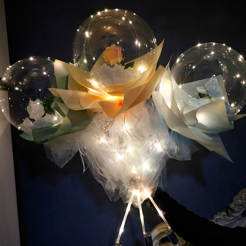 Net red transparent wave ball luminous rose balloon bouquet material diy stall supply activities National Day Store Day