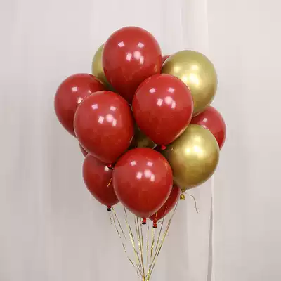 Red balloon pomegranate red double-layer wedding room arrangement wedding light balloon decoration helium balloon May 1st Labor Day shop