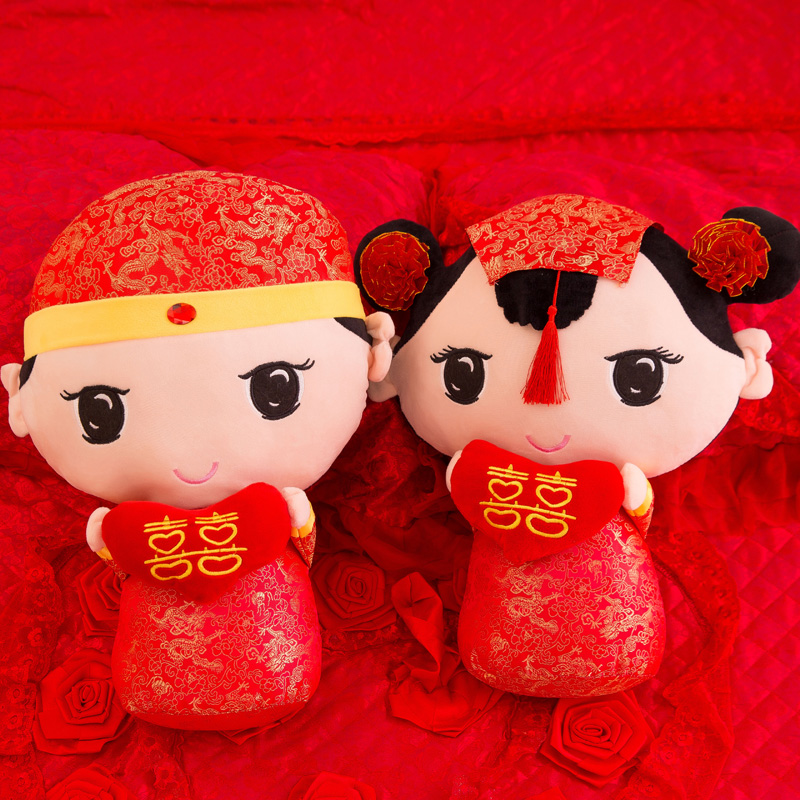 Press-bed doll dolls a couple of wedding items big full swing wedding decoration wedding house arrangement bed paparazzi out of the house