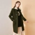 Áo khoác len Jiarenyuan 2018 mùa đông mới sừng của phụ nữ trùm đầu vai áo dài phần len - Accentuated eo áo Accentuated eo áo