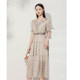 Jiarenyuan dress women's summer 2024 new new-neck printed two-layer ruffle design waist skirt A-line