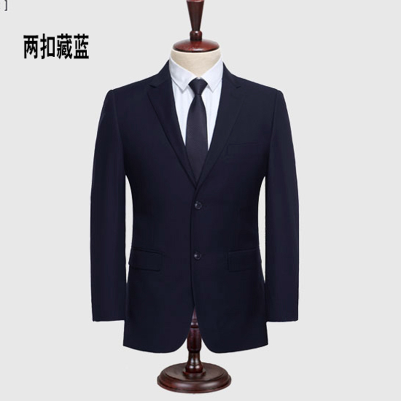 Bộ đồ vest nam bốn mùa Phiên bản Hàn Quốc của công việc thường ngày làm việc chuyên nghiệp hai mảnh màu xanh và đen mới trung niên áo len nam